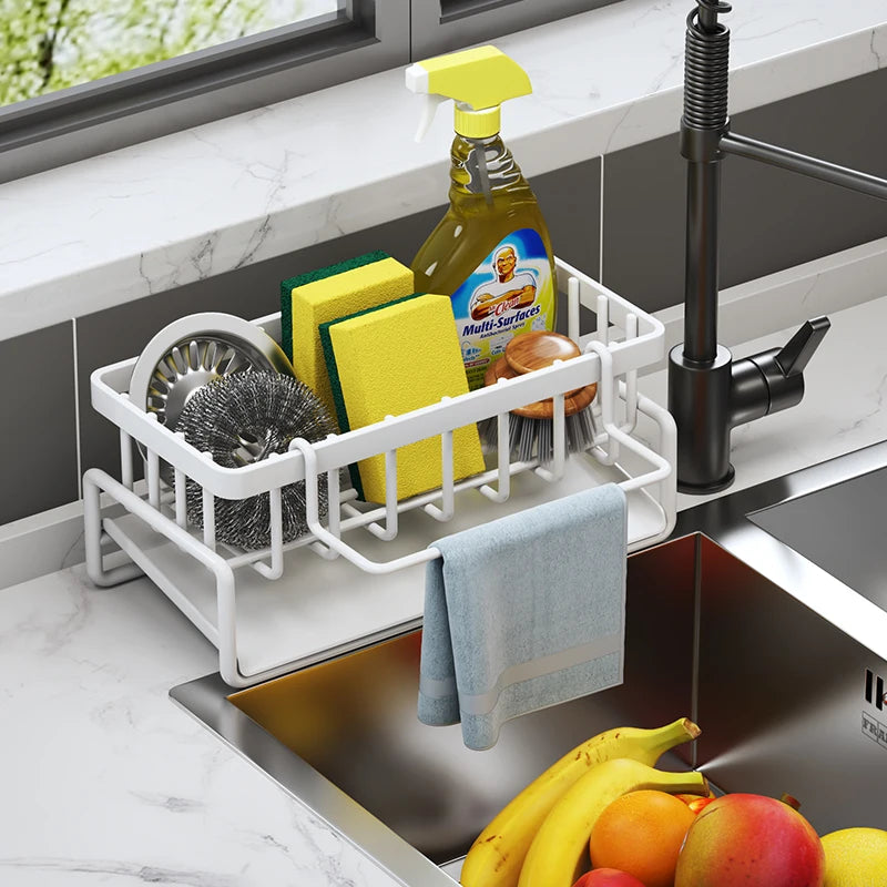 Kitchen Spice Storage Shelf with Drainage Rack, Installation Sink Orga ...